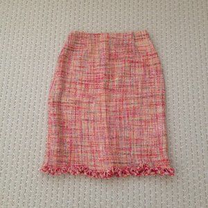 New Teri Jon multi-color wool/cotton tweed skirt